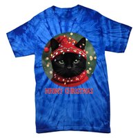 Meowy Black Cat Ugly Christmas Light Gift Tie-Dye T-Shirt