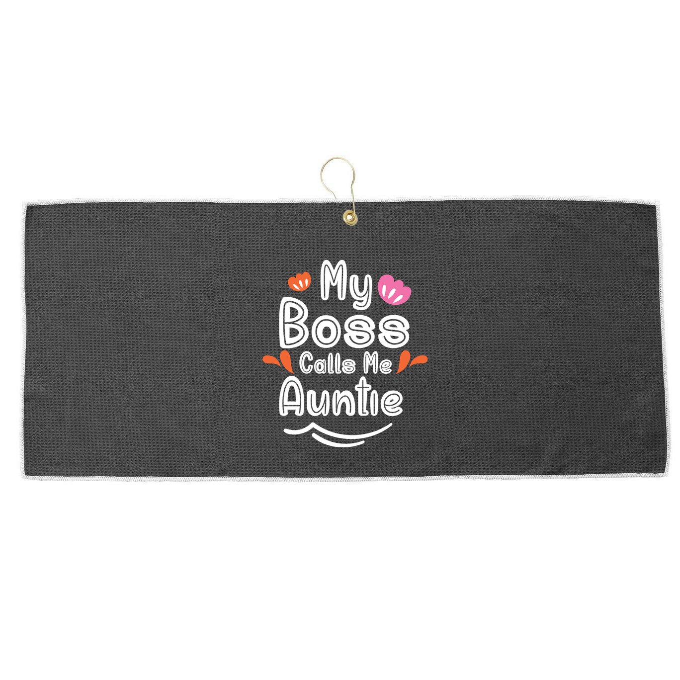 My Boss Calls Me Auntie Large Microfiber Waffle Golf Towel