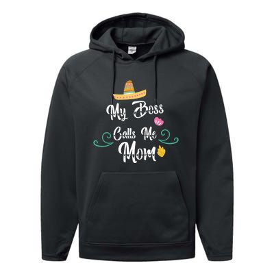 My Boss Calls Me Mom Performance Fleece Hoodie