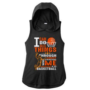 Motivational Basketball Christianity Quote Christian Basketball Bible Verse Ladies PosiCharge Tri-Blend Wicking Draft Hoodie Tank