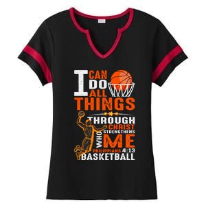 Motivational Basketball Christianity Quote Christian Basketball Bible Verse Ladies Halftime Notch Neck Tee