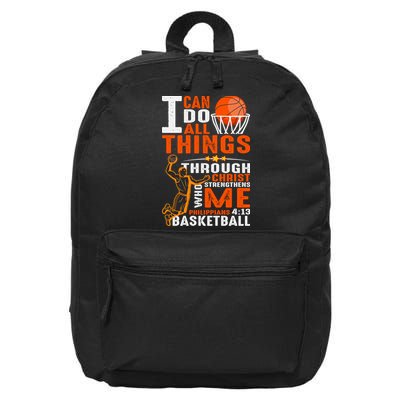 Motivational Basketball Christianity Quote Christian Basketball Bible Verse 16 in Basic Backpack