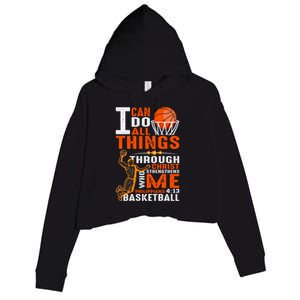 Motivational Basketball Christianity Quote Christian Basketball Bible Verse Crop Fleece Hoodie