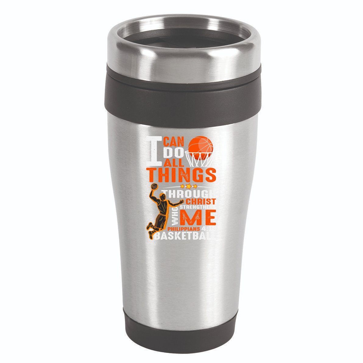 Motivational Basketball Christianity Quote Christian Basketball Bible Verse 16oz Travel Tumbler
