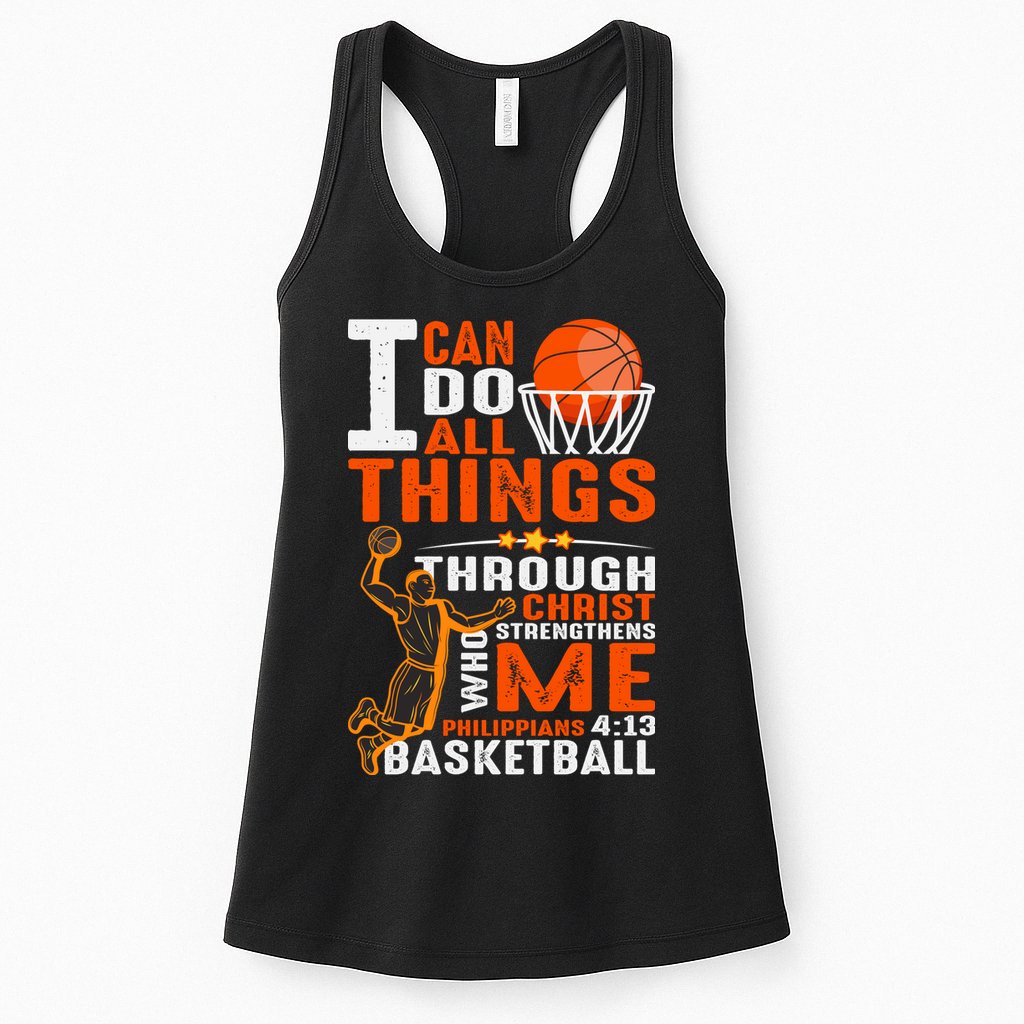 Motivational Basketball Christianity Quote Christian Basketball Bible Verse Womens Tank Top
