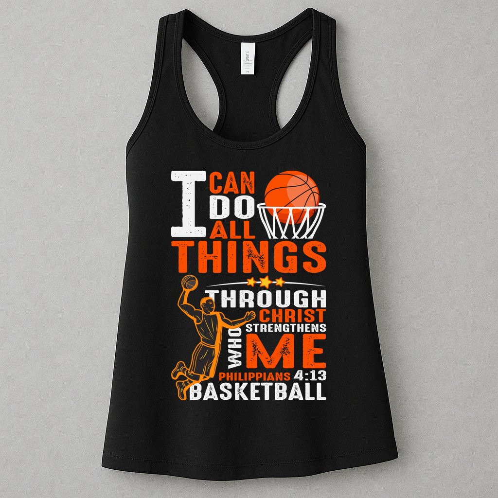 Motivational Basketball Christianity Quote Christian Basketball Bible Verse Womens Tank Top