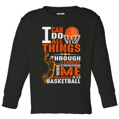 Motivational Basketball Christianity Quote Christian Basketball Bible Verse Toddler Long Sleeve Shirt
