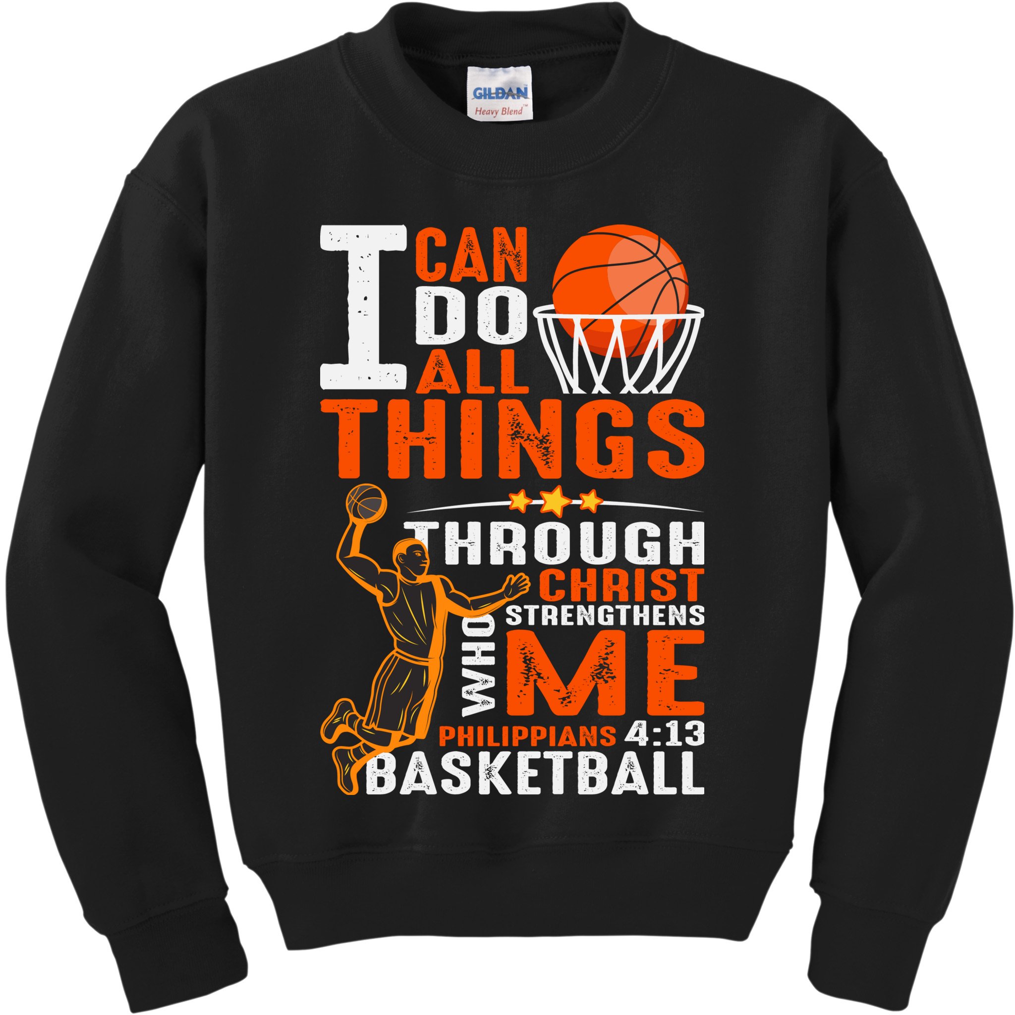 Motivational Basketball Christianity Quote Christian Basketball Bible Verse Kids Sweatshirt