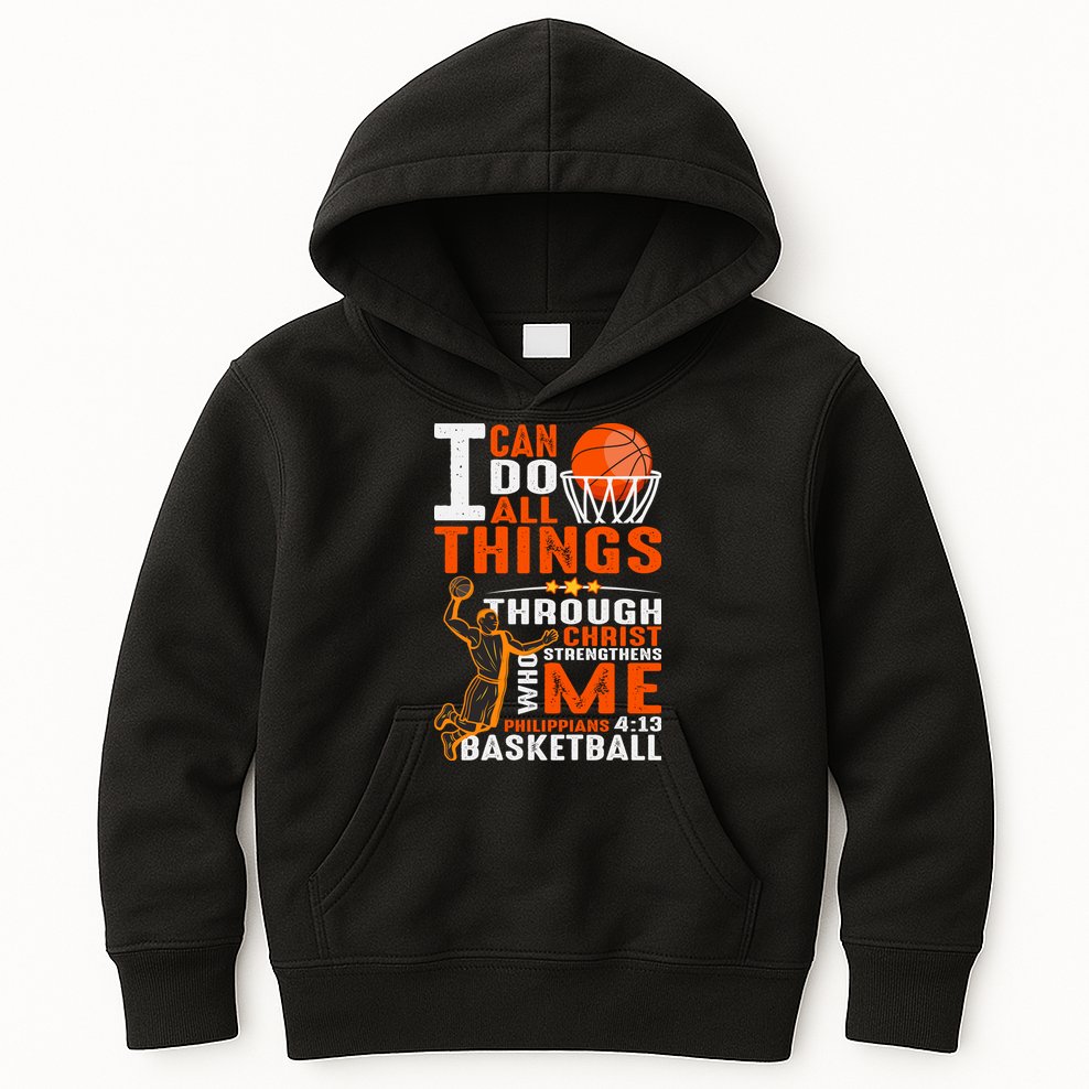 Motivational Basketball Christianity Quote Christian Basketball Bible Verse Kids Hoodie