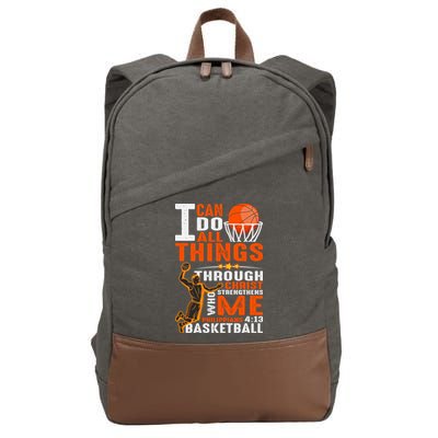 Motivational Basketball Christianity Quote Christian Basketball Bible Verse Cotton Canvas Backpack
