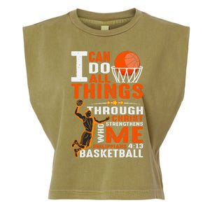 Motivational Basketball Christianity Quote Christian Basketball Bible Verse Garment-Dyed Women's Muscle Tee