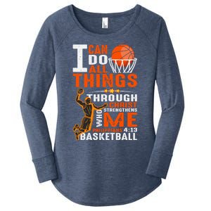 Motivational Basketball Christianity Quote Christian Basketball Bible Verse Women's Perfect Tri Tunic Long Sleeve Shirt