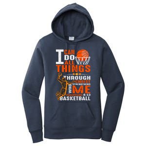 Motivational Basketball Christianity Quote Christian Basketball Bible Verse Women's Pullover Hoodie