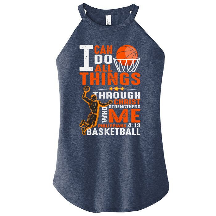 Motivational Basketball Christianity Quote Christian Basketball Bible Verse Women's Perfect Tri Rocker Tank