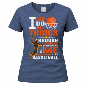 Motivational Basketball Christianity Quote Christian Basketball Bible Verse Women's T-Shirt