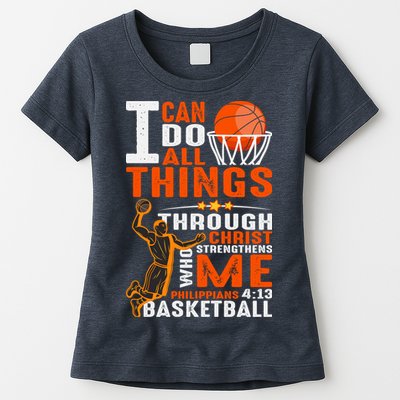 Motivational Basketball Christianity Quote Christian Basketball Bible Verse Womens T-Shirt