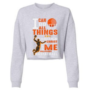 Motivational Basketball Christianity Quote Christian Basketball Bible Verse Cropped Pullover Crew