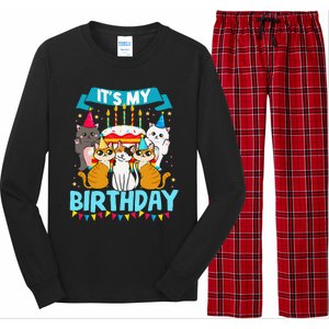 My Birthday Cat And Kitten Party Day Girl's And Boy's Long Sleeve Pajama Set