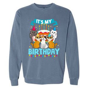 My Birthday Cat And Kitten Party Day Girl's And Boy's Garment-Dyed Sweatshirt