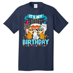 My Birthday Cat And Kitten Party Day Girl's And Boy's Tall T-Shirt