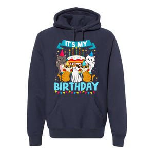 My Birthday Cat And Kitten Party Day Girl's And Boy's Premium Hoodie