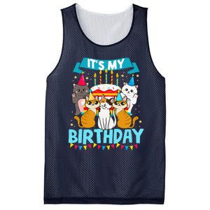 My Birthday Cat And Kitten Party Day Girl's And Boy's Mesh Reversible Basketball Jersey Tank