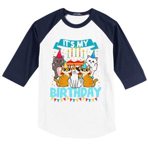 My Birthday Cat And Kitten Party Day Girl's And Boy's Baseball Sleeve Shirt