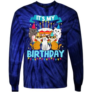 My Birthday Cat And Kitten Party Day Girl's And Boy's Tie-Dye Long Sleeve Shirt