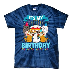 My Birthday Cat And Kitten Party Day Girl's And Boy's Tie-Dye T-Shirt