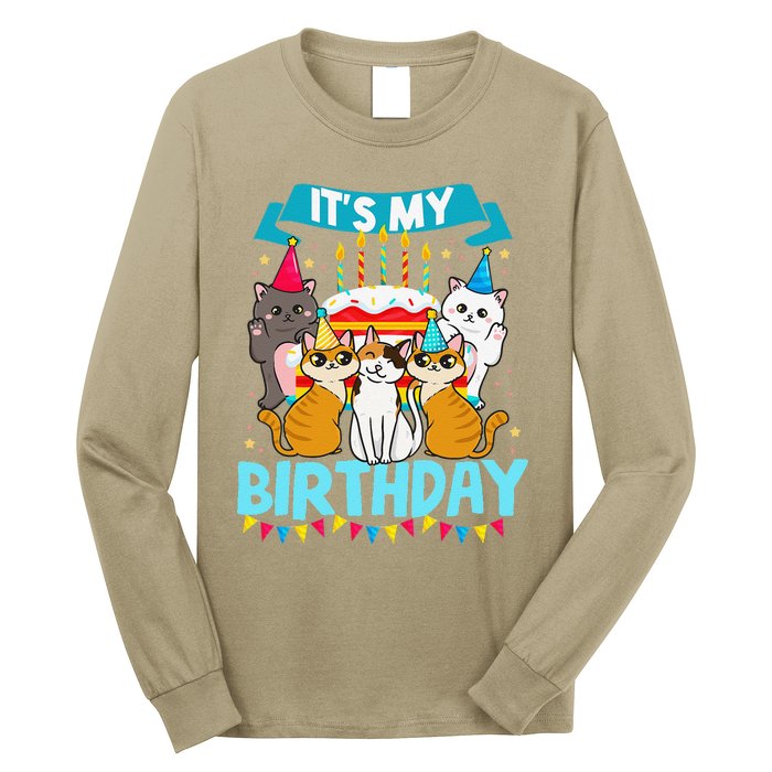 My Birthday Cat And Kitten Party Day Girl's And Boy's Long Sleeve Shirt