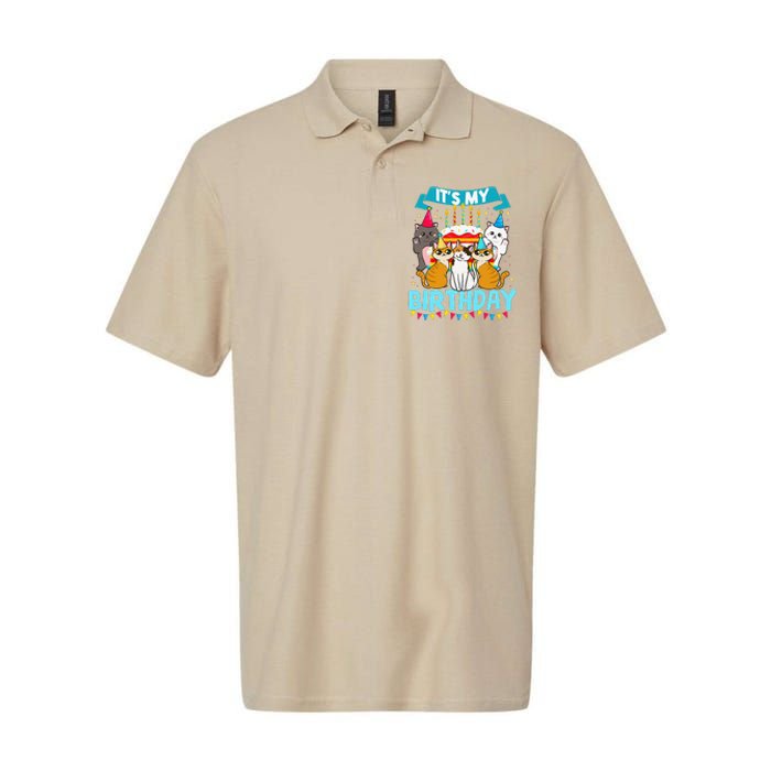 My Birthday Cat And Kitten Party Day Girl's And Boy's Softstyle Adult Sport Polo