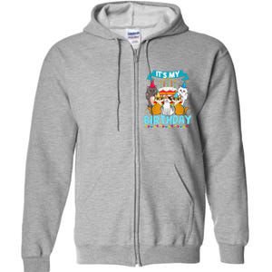 My Birthday Cat And Kitten Party Day Girl's And Boy's Full Zip Hoodie