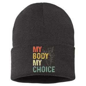 My Body Choice Mind Your Own Uterus Floral My Uterus Sustainable Knit Beanie