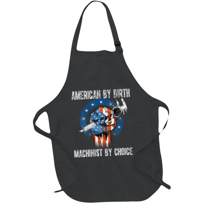Machinist By Choice American Usa Flag Cnc Machine Operator Full-Length Apron With Pockets