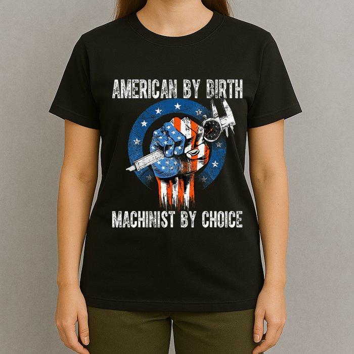 Machinist By Choice American Usa Flag Cnc Machine Operator T-Shirt