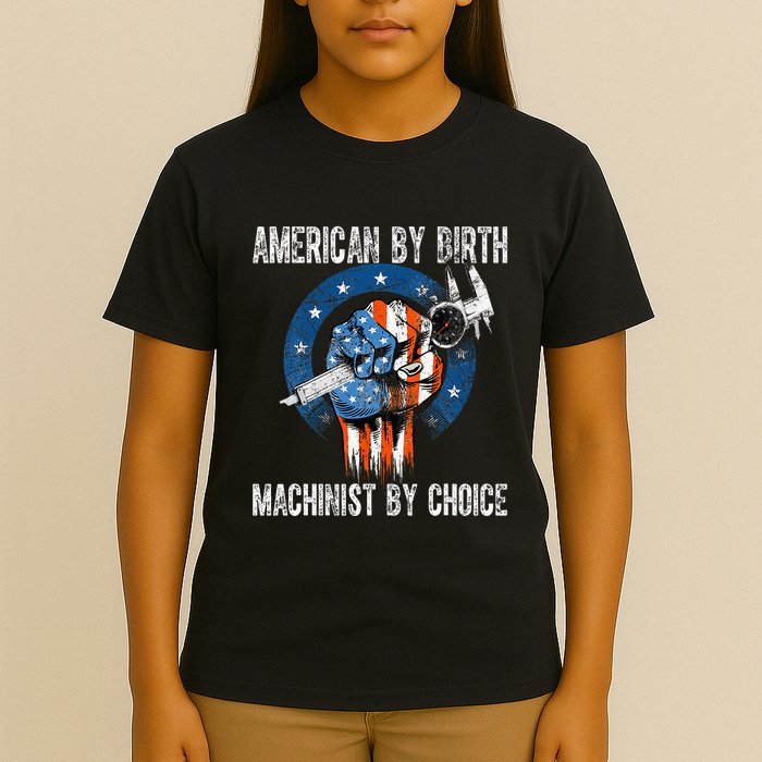 Machinist By Choice American Usa Flag Cnc Machine Operator T-Shirt