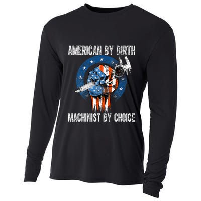 Machinist By Choice American Usa Flag Cnc Machine Operator Cooling Performance Long Sleeve Crew