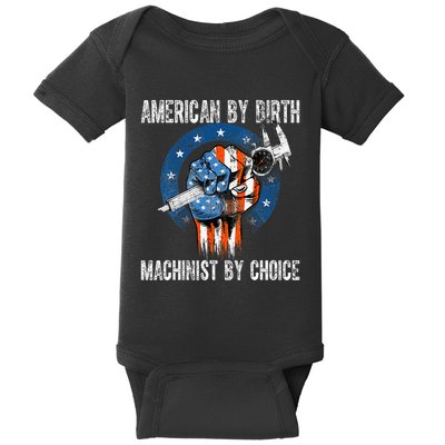 Machinist By Choice American Usa Flag Cnc Machine Operator Baby Bodysuit