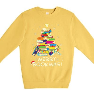 Merry Bookmas Christmas Library Tree Shirts Reading Librarian Premium Crewneck Sweatshirt