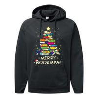 Merry Bookmas Christmas Library Tree Shirts Reading Librarian Performance Fleece Hoodie