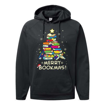 Merry Bookmas Christmas Library Tree Shirts Reading Librarian Performance Fleece Hoodie