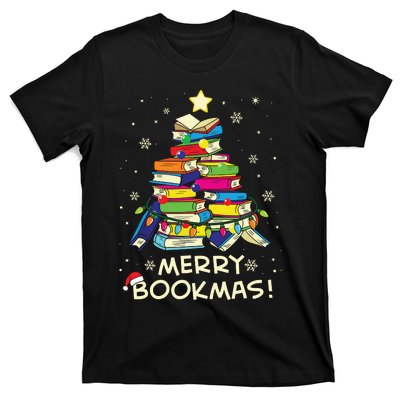 Merry Bookmas Christmas Library Tree Shirts Reading Librarian T-Shirt