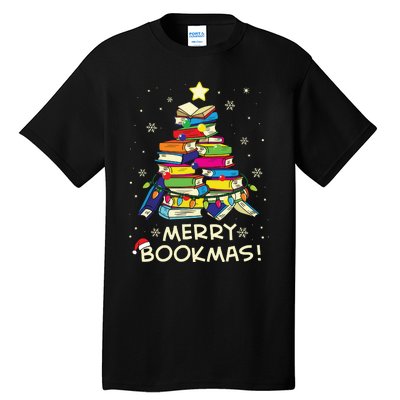 Merry Bookmas Christmas Library Tree Shirts Reading Librarian Tall T-Shirt