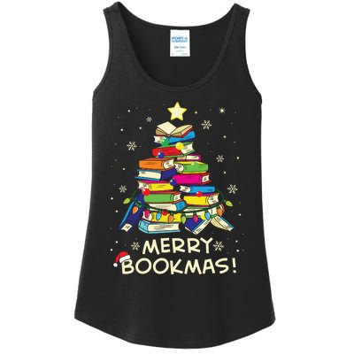 Merry Bookmas Christmas Library Tree Shirts Reading Librarian Ladies Essential Tank