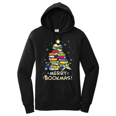 Merry Bookmas Christmas Library Tree Shirts Reading Librarian Women's Pullover Hoodie