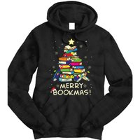 Merry Bookmas Christmas Library Tree Shirts Reading Librarian Tie Dye Hoodie