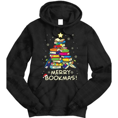 Merry Bookmas Christmas Library Tree Shirts Reading Librarian Tie Dye Hoodie