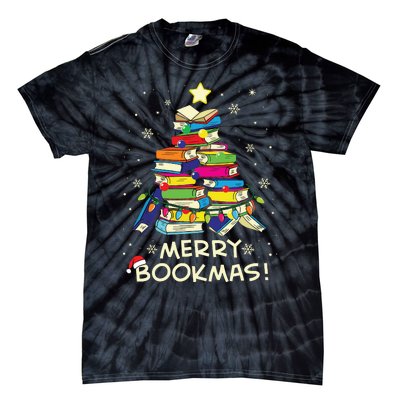 Merry Bookmas Christmas Library Tree Shirts Reading Librarian Tie-Dye T-Shirt