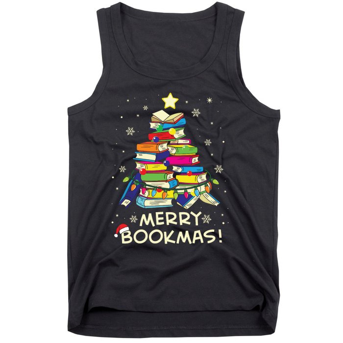 Merry Bookmas Christmas Library Tree Shirts Reading Librarian Tank Top