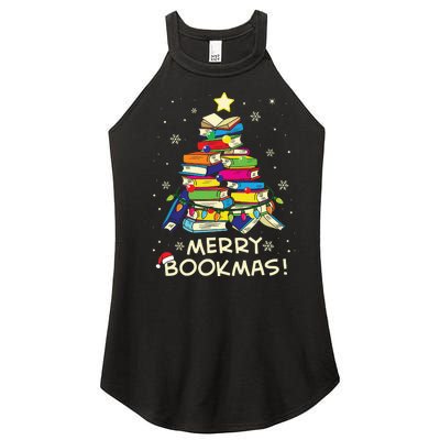 Merry Bookmas Christmas Library Tree Shirts Reading Librarian Women’s Perfect Tri Rocker Tank